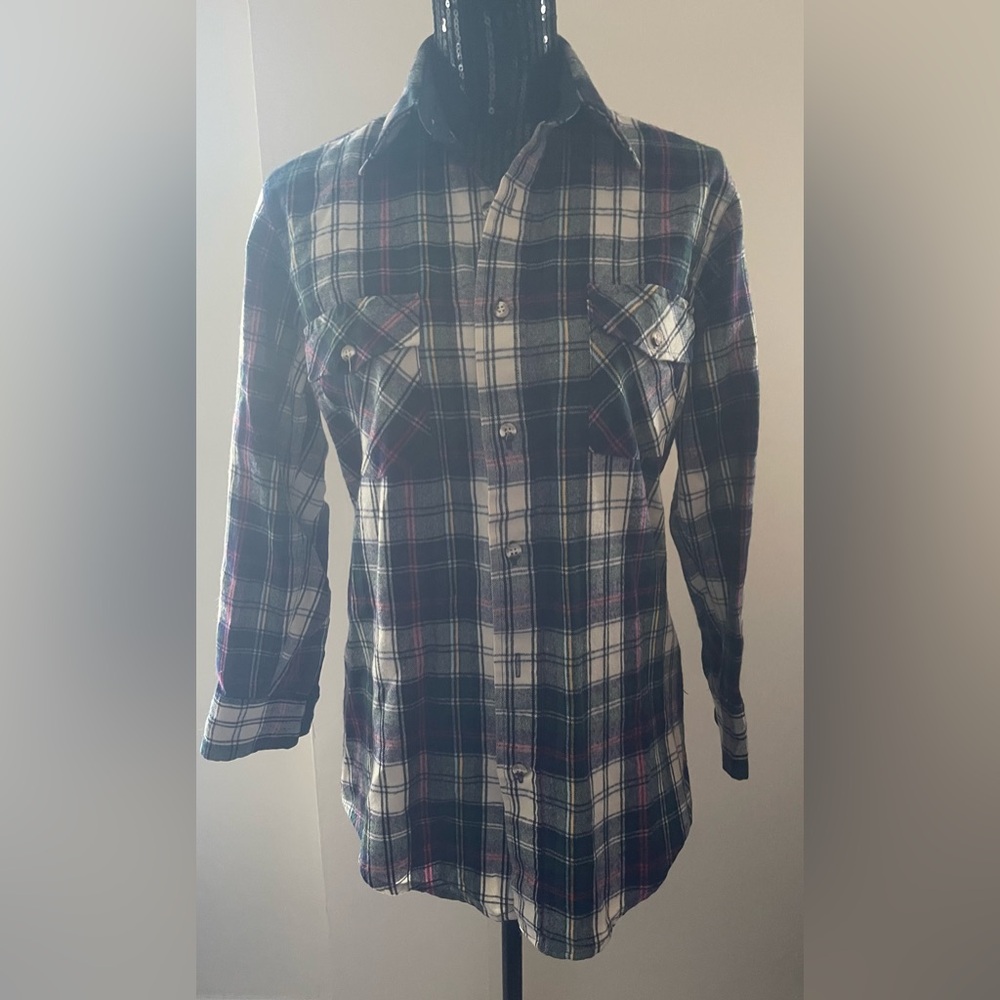 Vintage Eatons Birkdale Blue Plaid Shirt Size Small